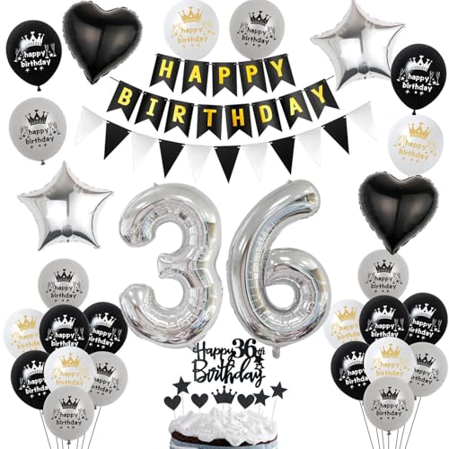 Comprar Globos 36 cumpleaños hombre Mujer Plateados Negros 36 Años Decoracion Cumpleaños hombre topper tarta cumpleaños 36 años Decoracion Cumpleaños 36 años decoración Mujer Catálogo globos 36 cumpleaños hombre Top Precio 2025 | regaloscumple.com