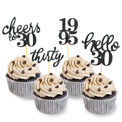 Comprar 24 piezas brillantes 30 cumpleaños Cupcake Navidad Topper Decoración cumpleaños 1993 para 30 cumpleaños accesorios fiesta decoración pastel (negro) Rebajas 2024 | regaloscumple.com