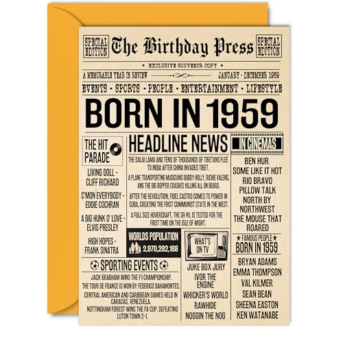 Oferta Tarjetas número mujeres hombres Born 1959 – feliz cumpleaños abuelo, abuela, vintage, en 5 7