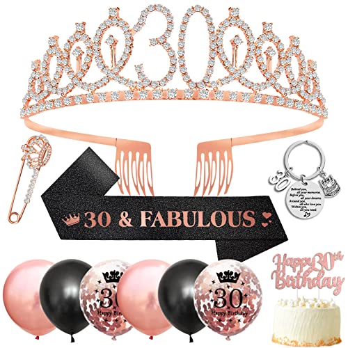 Consigue ahora 30 Cumpleaños Corona Banda Decoracion 30 Cumpleaños Mujer Oro Rosa Corona 30 Años Banda Cumpleaños Globos 30 Cumpleaños Primero Catálogo la Torta para 30 anni Cumpleaños Mujeres Decoracion Fiesta Regalos Rebajas 2024 | regaloscumple.com