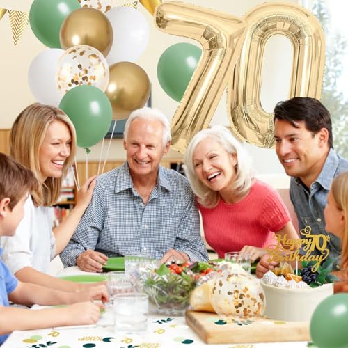 Comprar ahora Globos 70 Cumpleaños 70 Años Decoración Cumpleaños Verdes Oro Decoracion Fiesta 70 Cumpleaños Pancarta   Feliz Cumpleaños 100pcs Confeti cumpleaños 70 decoracion 70 cumpleaños para Hombres y Mujeres