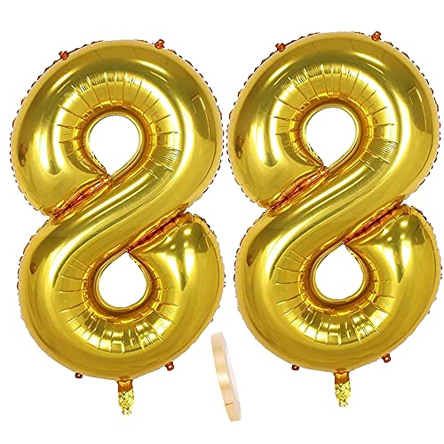 Consigue ahora 2 globos numeros 88 años Number globo número 88 Dorado para Hombres Mujeres niños 40" Figuras Gold globo lámina helio inflable Regalos gigante grande decoración fiesta cumpleaños boda (xxxl 100cm) Ofertas 2025 | regaloscumple.com