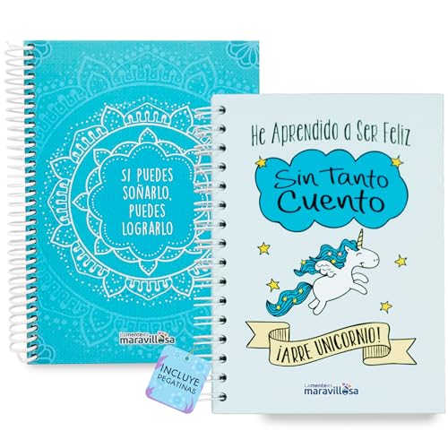 Consigue ahora LA MENTE ES Navidad MARAVILLOSA - Cuadernos A5 con Espiral Tapa Dura y Frase Motivacional | Pack 2 Libretas con 100 Hojas 90 g y Pegatinas (Diseño Unicornio/Mandala A) Ofertas 2025 | regaloscumple.com