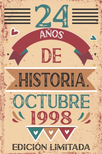 Consigue ahora 24 Años De Historia Octubre 1998: Libro visitas cuaderno 110 páginas felicitaciones idea regalo regalo Para la esposa novia Regalos mujer La madre Ofertas 2024 | regaloscumple.com
