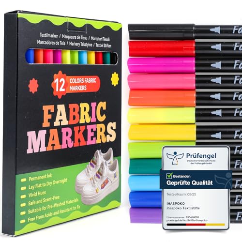 Consigue ahora Ihaspoko Rotuladores Para Tela 12 Colores Rotulador Textil Permanente para Camisetas Jeans Sombreros Bolsas Promoción Lona Zapatos Rebajas 2024 | regaloscumple.com