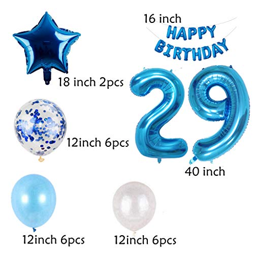 Ofertas Diseño hombre azul, decoración 29 años, decoración cumpleaños hombre, azul, set