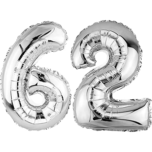 Comprar DekoRex Globo plateado Catálogo 82 cm para cumpleaños aniversario boda decoración (número 62) Top Precio 2025 | regaloscumple.com
