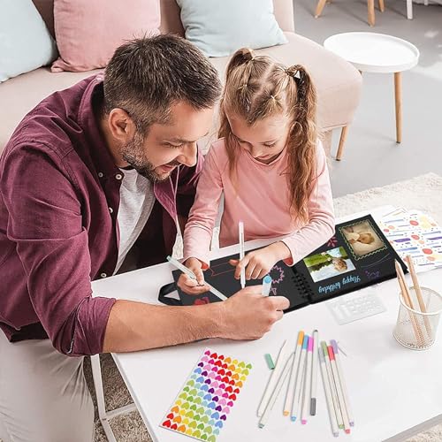 Comprar ahora DazSpirit Album Fotos Scrapbook 29,5 X 21cm Para Pegar Y Escribir, Libro de Firmas 80 Páginas, 40 Hojas, Con 6 Bolígrafos Metálicos, Albunes para Cumpleaños Bodas (Amarillo)