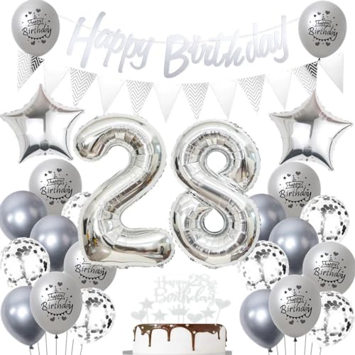 Comprar Plata 28 cumpleaños globos 28 cumpleaños plata decoración Globos 28 cumpleaños mujer hombre Decoraciones Fiesta plata 28 años Plata Cumpleaño 28 Años Decoracione 28 Años Decoracion Cumpleaños Navidad Rebajas 2025 | regaloscumple.com