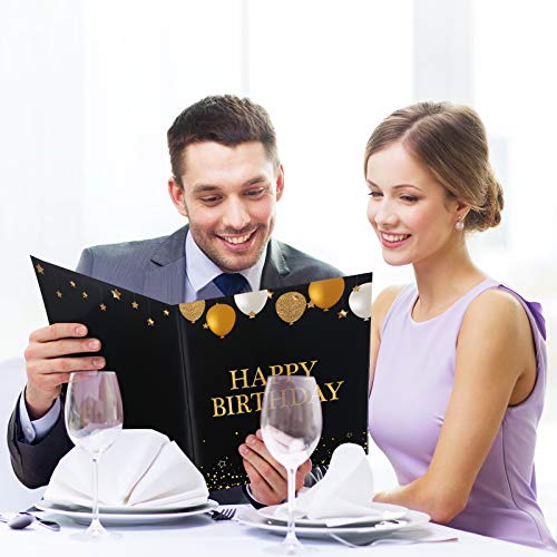 Oferta Flash Tarjetas Felicitación Mensaje Happy Birthday Globos Gigantes Negros y Dorados Estrellas