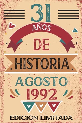 Consigue ahora 31 Años De Historia Agosto 1992: Libro visitas Navidad cuaderno 110 páginas felicitaciones idea regalo regalo Para la esposa novia mujer La madre Rebajas 2024 | regaloscumple.com