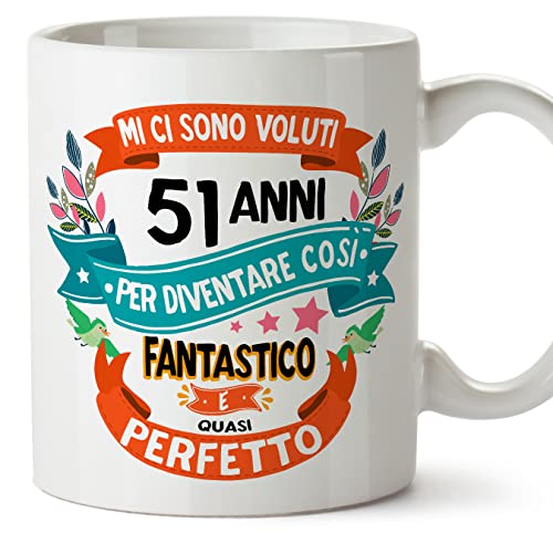 Comprar Navidad MUGFFINS Tazas 51 Cumpleaños - En Italiano - Mi ci sono voluti 51 anni per diventare cosi fantastico - 11 oz - Regalo original y divertido Ofertas 2025 | regaloscumple.com
