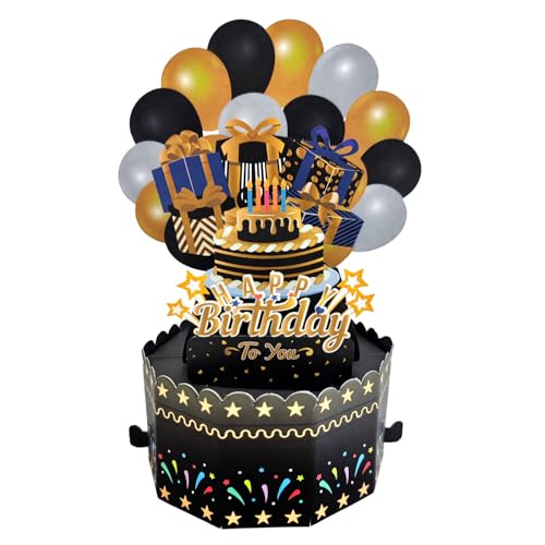 Comprar Pop Up Tarjeta Cumpleaños Negro Oro Feliz Cumpleaños Tarjeta Felicitación Cumpleaños Ideas para regalar 3D Popup Tarjetas Felicitación con Sobre Mujeres Hombres Ideas Regalo Top Precio 2025 | regaloscumple.com