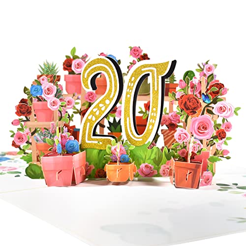 Comprar GREETING ART Tarjeta felicitación cumpleaños 20 con flores tarjeta Navidad felicitación desplegable 3D tarjeta felicitación cumpleaños amigos romance Top Precio 2024 | regaloscumple.com
