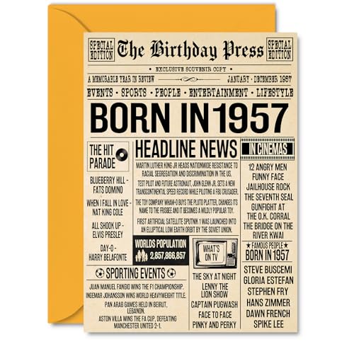 Consigue ahora Stuff4 Tarjetas cumpleaños 67 para mujeres y hombres periódico nacido en BlackFriday 1957 tarjeta feliz cumpleaños 67 para abuela abuelo abuela abuela abuelo abuela vintage r Ofertas 2024 | regaloscumple.com