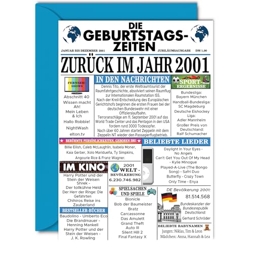 Consigue ahora Stuff4 23 tarjetas Navidad cumpleaños para hombres y mujeres - Volver en el año 2001 Periódico - 23 Feliz Cumpleaños Aniversario Boda Tarjeta Vintage Nacido 2001 127 mm x 178 mm Tarjetas Felicitación Rebajas 2024 | regaloscumple.com