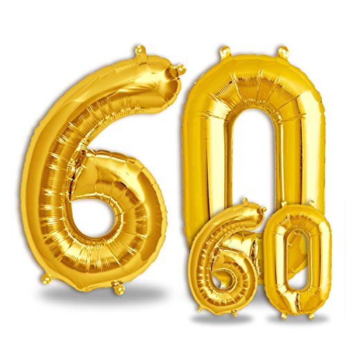 Oferta FUNXGO numero dorado numero globo - 60 - 60 globo - numero gigante globos 60 decoracion cumpleaños