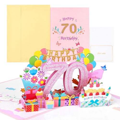 Comprar Joyoldelf Tarjeta cumpleaños 70 años tarjetas felicitación desplegables Regalos 3D tarjeta felicitación cumpleaños tarjetas felicitación cumpleaños con sobre para mujeres madres Ofertas 2024 | regaloscumple.com