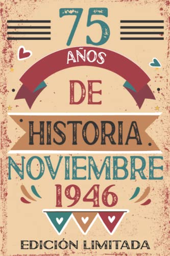 Consigue ahora 75 Años De Historia Noviembre 1946: 75 años. Libro visitas cuaderno 110 páginas felicitaciones idea regalo regalo Para la esposa novia mujer Regalos La madre Ofertas 2024 | regaloscumple.com