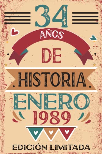 Comprar 34 Años De Historia Enero 1989: Libro visitas cuaderno 110 páginas felicitaciones idea Catálogo regalo regalo Para la esposa novia mujer La madre Ofertas 2024 | regaloscumple.com