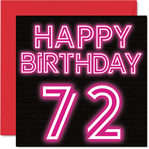 Consigue ahora Divertidas tarjetas cumpleaños 72 para hombres y mujeres brillo neón tarjeta feliz cumpleaños para papá BlackFriday mamá bisabuelo abuelo abuela tía tía 145 mm x 145 mm tarjeta felicitación Rebajas 2024 | regaloscumple.com
