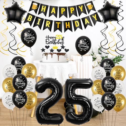 Mejores precios Globos 22 Años cumpleaños Negro dorado, decoración años Hombre Mujer, globo tarta