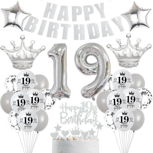 Comprar Decoración plateada 19 cumpleaños niño Decoración plateada 19 cumpleaños niña globos 19 cumpleaños plateados Globos fiesta 19 cumpleaños decoración Catálogo Plateados 19 años niño niña Globos Rebajas 2025 | regaloscumple.com