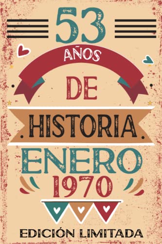 Consigue ahora 53 Años De Historia Enero 1970: Libro visitas Regalos cuaderno 110 páginas felicitaciones idea regalo regalo Para la esposa novia mujer La madre Rebajas 2024 | regaloscumple.com