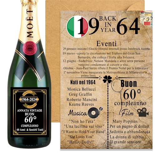 Consigue ahora Tarjeta felicitación 60 años+60 años Etiqueta para botellas - Happy Birthday 60 años Cumpleaños con sobre idea regalo original 60 años cumpleaños - Tarjeta cumpleaños 60 años hombre mujer Rebajas 2024 | regaloscumple.com
