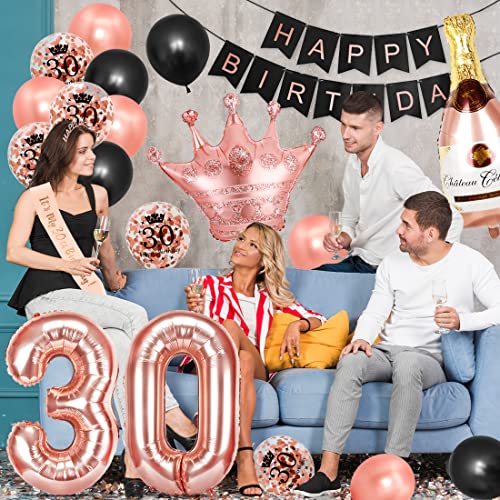 Mejores precios Bluelves Globos 30 Cumpleaños Mujer 30 Años Decoracion Cumpleaños Oro