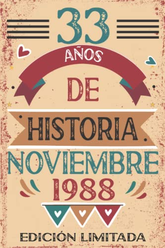 Comprar 33 Años De Regalos Historia Noviembre 1988: 33 años. Libro visitas cuaderno 110 páginas felicitaciones idea regalo regalo Para la esposa novia mujer La madre Top Precio 2024 | regaloscumple.com