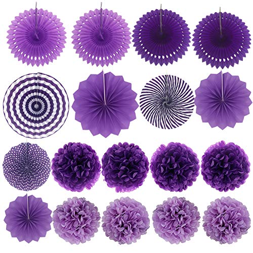 Ofertas en regaloscumple.com Zerodeco la 21 Abanicos Bola Pom Ventilador Boda Bebé Home Supplies (Morado)