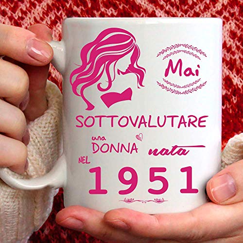Comprar Taza 1951 cumpleaños Mujer 70 Regalos años Idea regalo Nunca subestimar una mujer nacida en 1951 Ofertas 2024 | regaloscumple.com