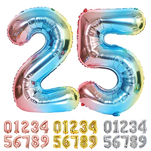 Comprar Ponmoo Foil Globo Cumpleaños Número 25 52 Azul Gigante Numeros 0 1 2 3 4 5 6 7 8 9 10-19 20-29 30 40 50 60 70 80 90 100 Grande Globos para La Boda Aniversario y Cumpleaños Fiesta Decoración Ofertas 2025 | regaloscumple.com