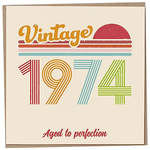 Comprar Tarjeta cumpleaños 49 – Vintage 1974 Aged to Perfection divertida tarjeta felicitación Regalos para hombres y mujeres tarjetas cumpleaños para mujeres tarjetas cumpleaños para hombres tarjeta Rebajas 2023 | regaloscumple.com