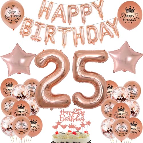 Comprar Globo 25 cumpleaños para mujer oro rosa decoración 25 Ideas para regalar años decoración cumpleaños para mujer set 25 años Rebajas 2025 | regaloscumple.com
