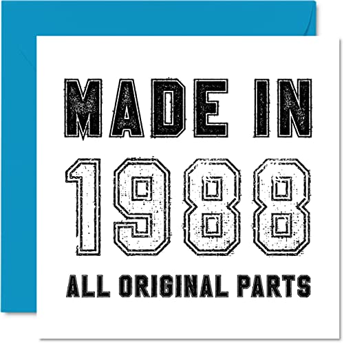 Consigue ahora Tarjeta felicitación 34 cumpleaños hombres mujeres él y ella fabricada en 1988 todas Regalos las piezas originales divertida tarjeta felicitación 34 años papá mamá hermano hermana 145 mm x 145 mm Ofertas 2024 | regaloscumple.com