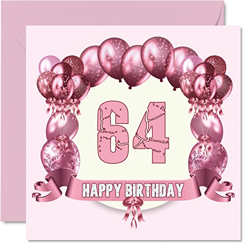 Consigue ahora Divertidas tarjetas cumpleaños 64 para mujer globos cumpleaños tarjeta feliz cumpleaños para papá mamá abuelo niñera abuela tía primo 145 mm x Regalos 145 mm tarjeta felicitación 64 Top Precio 2024 | regaloscumple.com