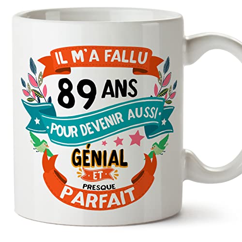 Comprar MUGFFINS Tazas 89 Cumpleaños - En Francés - Il m'a fallu 89 ans pour devenir aussi geniale - 11 oz - Regalos Regalo original y divertido Top Precio 2025 | regaloscumple.com