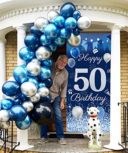 Ofertas Decoracion 50 Cumpleaños Hombre  50 Años Pancarta Feliz Cumpleaños Azules y Globos 50 Cumpleaños Fiesta  Photocall 30 Cumpleaños  Fondo Cumpleaños Para 50 Decoracion Fiesta Cumpleaños Hombre Mujer