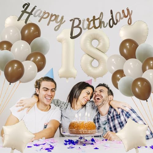 Oferta Flash Decoración 35 Años Cumpleaños Beige - Globos para Mujer y Hombre Fiesta Celebración