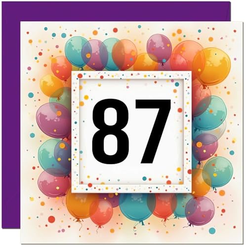 Comprar Tarjeta cumpleaños número 87 para hombres y mujeres cualquier edad tarjeta cumpleaños con globo para Navidad mujer 87 años abuela abuela madre tía amiga hermana ochenta y siete ochenta y Rebajas 2025 | regaloscumple.com
