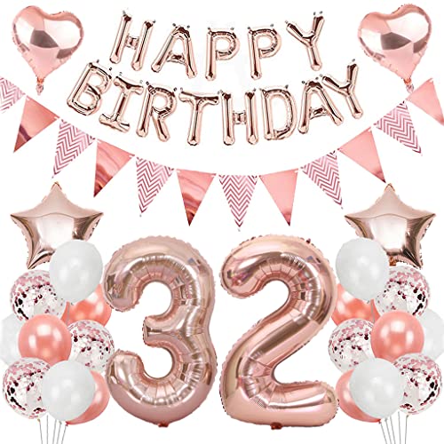 Consigue ahora Ouceanwin Globo 32 Cumpleaños Mujer Decoración Cumpleaños 32 años Mujer Decoración Tarta Cumpleaños 32 años Mujer Oro Rosa Ideas para regalar Globos Happy Birthday Decoracion para Fiesta 32 Cumpleaños Adulto Ofertas 2025 | regaloscumple.com