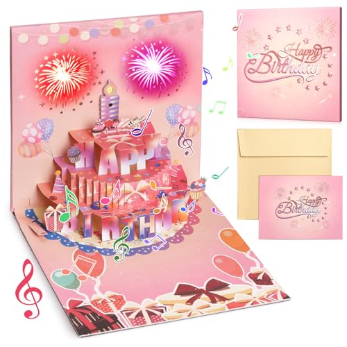 Comprar Geepen Tarjeta felicitación cumpleaños emergente 3D tarjeta felicitación Cumpleaños música LED tarjeta felicitación pastel cumpleaños+sobre música para amigos amantes padres y niños Ofertas 2024 | regaloscumple.com