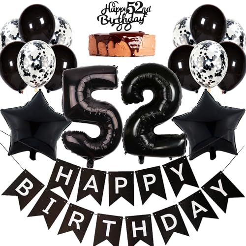 Consigue ahora Ouceanwin Globos 52 Cumpleaños Hombre Decoración Cumpleaños 52 años Mujer Negro Decoración para Tartas Cumpleaños 52 Cake Topper Happy Birthday Decoracion Fiesta 52 años Cumpleaños Regalos Adulto Ofertas 2025 | regaloscumple.com