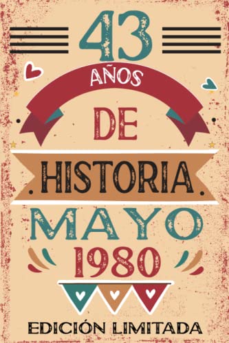 Comprar 43 Años De Historia Mayo 1980: Libro visitas cuaderno 110 páginas felicitaciones idea regalo regalo Para la esposa Ideas para regalar novia mujer La madre Top Precio 2024 | regaloscumple.com