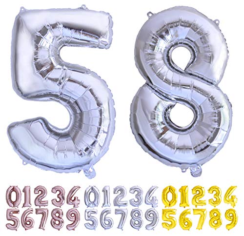 Consigue ahora Globo numero 58 o Ideas para regalar 85 plata. Globos Gigante números 5 8 fiestas cumpleaños decoración fiesta aniversario boda tamaño grande 70 cm con accesorio para inflar aire o helio Ofertas 2024 | regaloscumple.com
