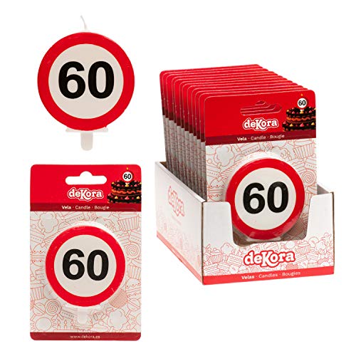 Comprar ahora Dekora - Vela Cumpleaños con Señal de Prohibido para Decoracion Tartas Numero 60