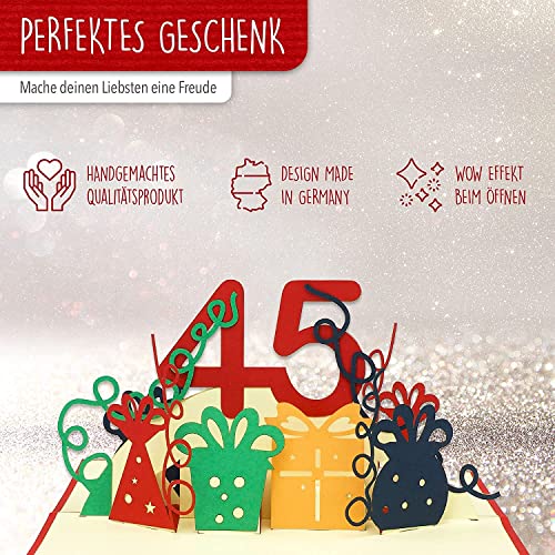 Oferta Flash LINPOPUP®  LIN17641  tarjeta POP UP – Tarjeta   cumpleaños 3D para 45 cumpleaños – Tarjeta   aniversario – Tarjeta   felicitación – Tarjeta plegable sorpresa con efecto 3D N373