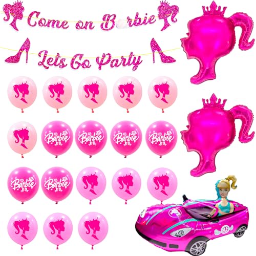 Consigue ahora 22 Piezas Barbi Globo De Fiesta De Cumpleaños Barbi Decoración De Fiesta Temática con Fiesta Regalos Pancarta Coche Deportivo Globo Corona Cabeza Globos Látex para Fiesta De Cumpleaños De Niñas Rebajas 2024 | regaloscumple.com